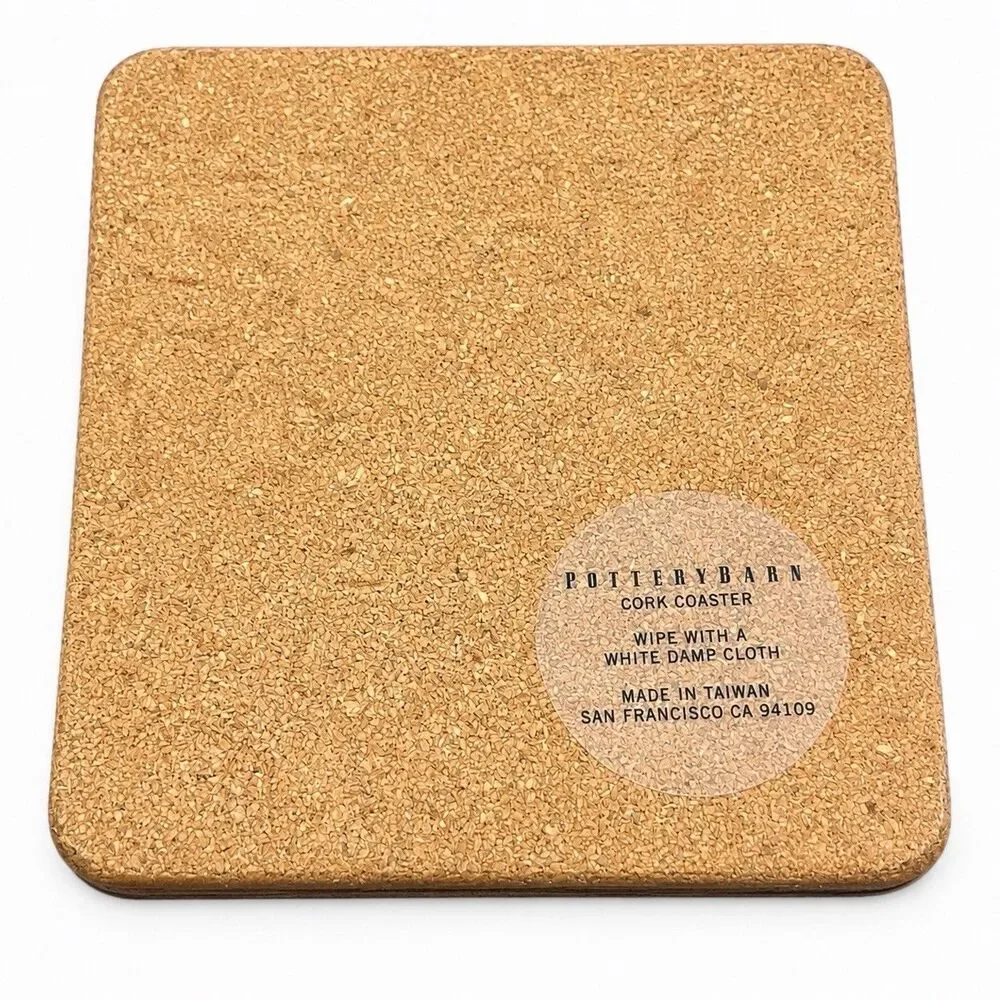 Pottery Barn Jordan Cork Coasters Set of 4 Tan Red Brown Fall Table Decor New